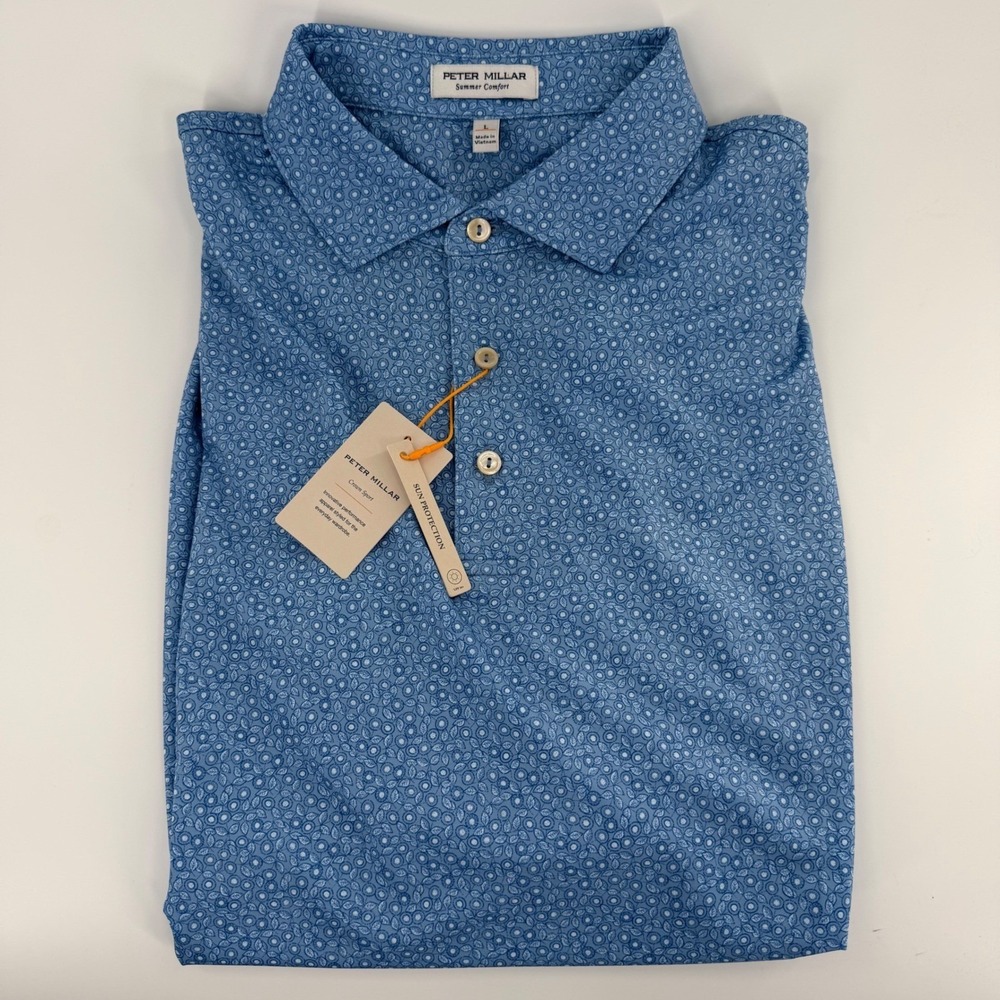 Peter Millar Light Blue Micro-Pattern Polo